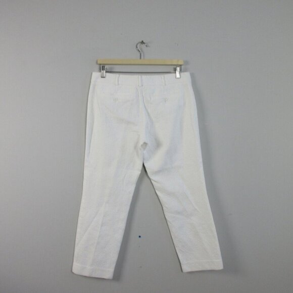 Club Monaco Capri Mid Rise Cropped Pants Women's 8 White Cotton Slim Casual 286 - Picture 2 of 11